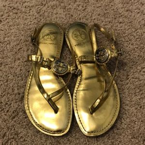 Gold Tory Burch size 6 gladiator sandal